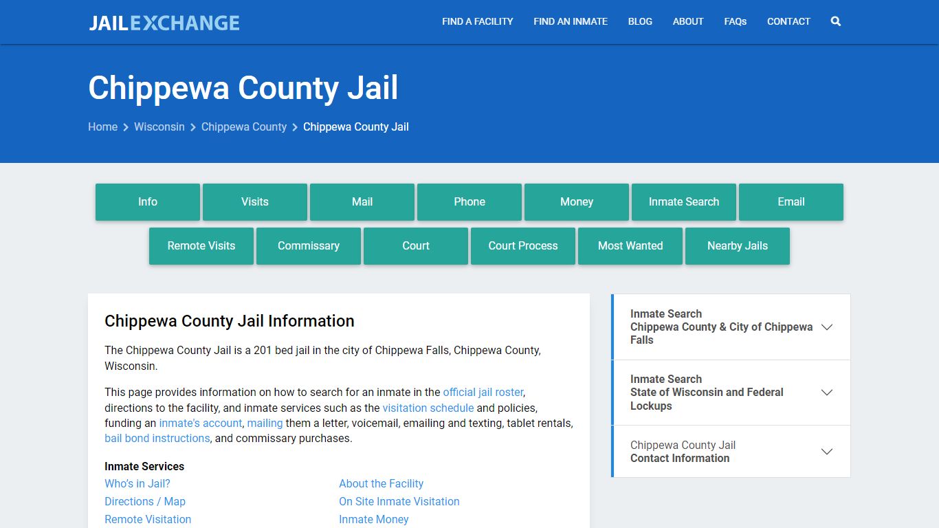 Chippewa County Jail, WI Inmate Search, Information